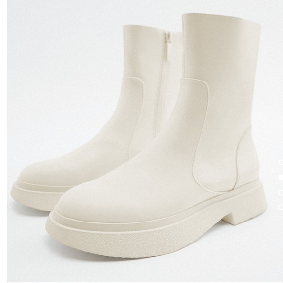 Zara Shoes - zara beige solid color ankle boots size 8